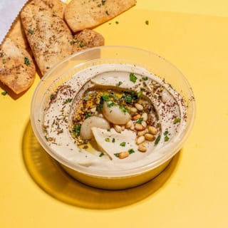 Roasted garlic and zaatar hummus