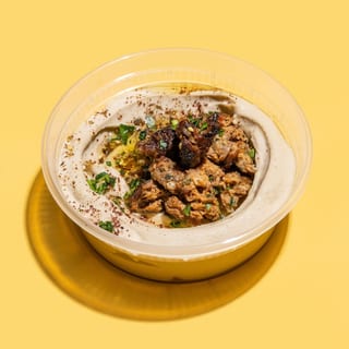 Charred ground beef hummus